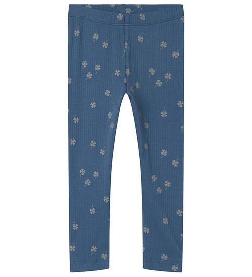 Name It Name It Leggings - Rib - NmmNoellus - Vintage Indigo m. Kløver