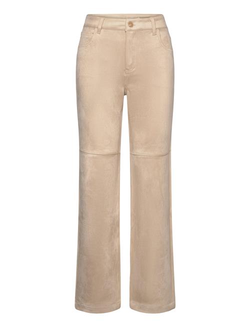 Se Mango Suede Trousers With Seam Detail Mango Beige ved Booztlet