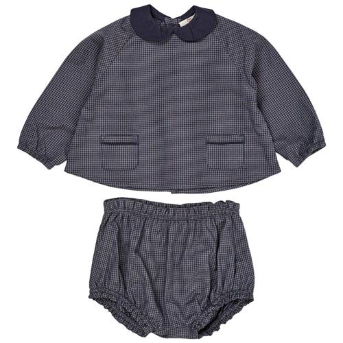 Copenhagen Colors Check Baby Set  Navy Check Combi | Marine blå | 68 cm