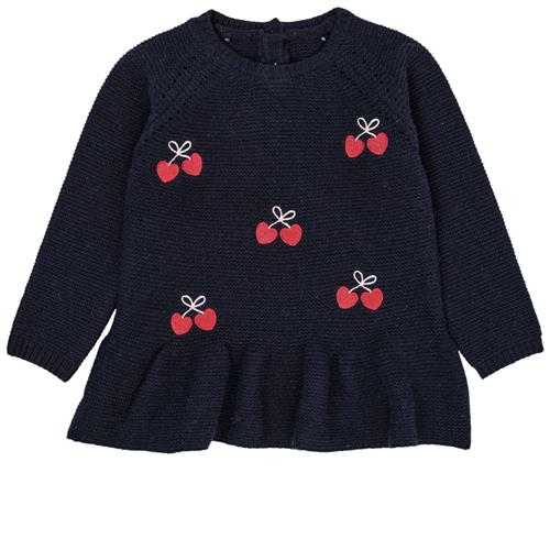 Copenhagen Colors Lambwool Blouse w  Frill & Bow Emb  Navy | Marine blå | 92 cm