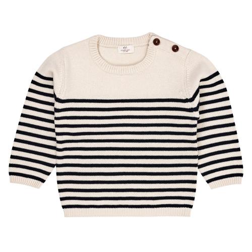 Copenhagen Colors Knitted Striped Sailor Jumper  Cream Navy Combi | Marine blå | 86 cm