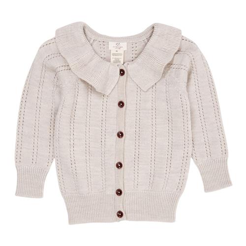 Copenhagen Colors Merino Pattern Cardigan w Collar  Pale Cream Melange |  | 86 cm