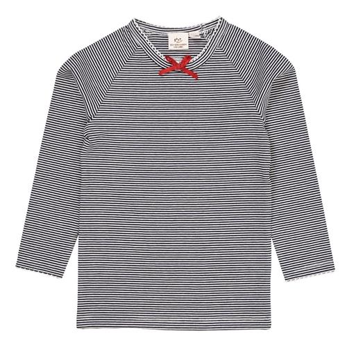 Copenhagen Colors Striped Ls Tee w Bow  Navy/Cream Stripe | Marine blå | 86 cm