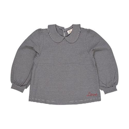 Copenhagen Colors Striped Blouse w Collar Ls  Navy/Cream Stripe | Marine blå | 80 cm