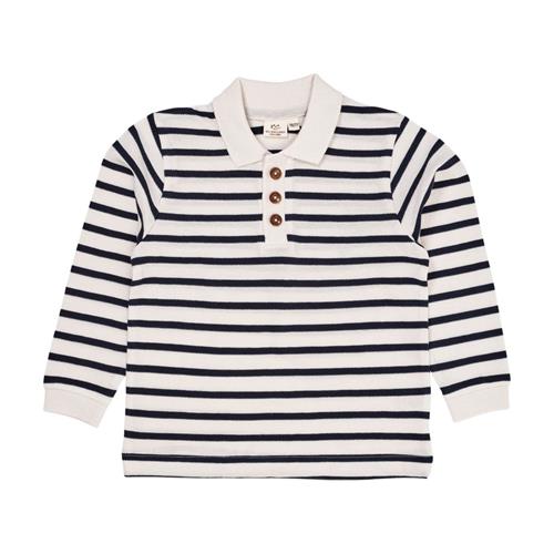 Copenhagen Colors Striped Pique Polo W LS  Navy/Cream Stripe | Marine blå | 92 cm