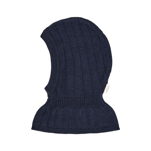 Copenhagen Colors Rib Knitted Balaclava In Merino Wool  Navy Navy 44/46 cm Wool Marineblå  44/46 cm  unisex