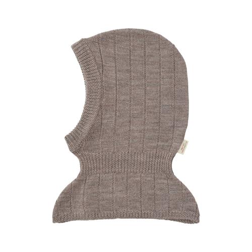 Copenhagen Colors Rib Knitted Balaclava In Merino Wool  Natural Melange | Beige | 53/54 cm