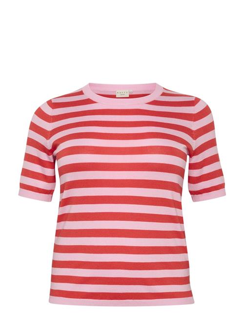 Se Kaffe Curve Kcmalia Wide Stripe Knit Kaffe Curve Red ved Booztlet