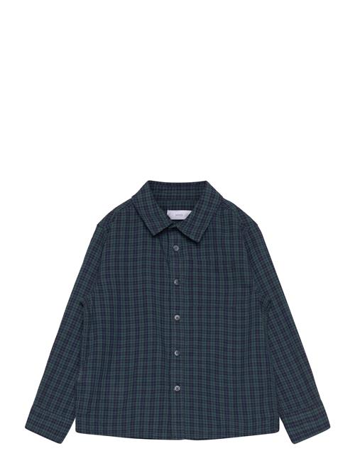 Check Cotton Shirt Mango Navy