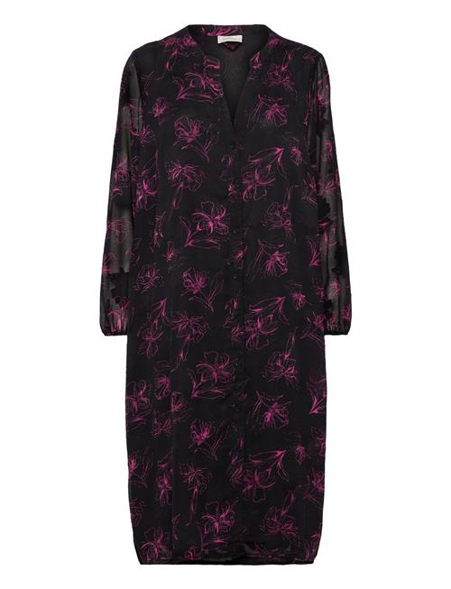 ONLY Carmakoma Carmelena L/S V-Neck Midi Dress Aop ONLY Carmakoma Black