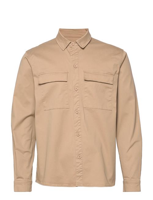 Revolution Checked Utility Shirt With Logo Embroidery Revolution Beige