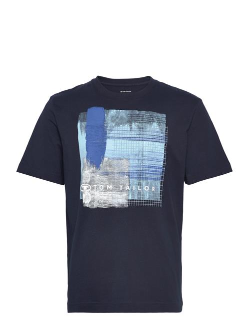 Se Tom Tailor Printed T-Shirt Tom Tailor Blue ved Booztlet