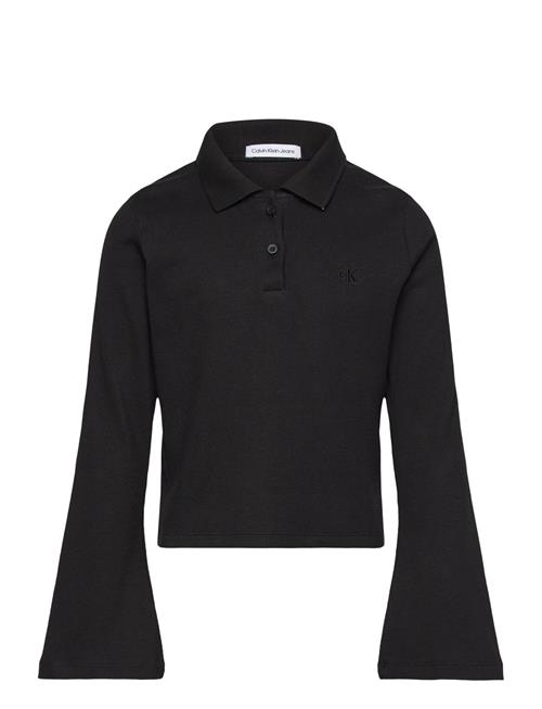 Se Calvin Klein Rib Slim Ls Polo Top Calvin Klein Black ved Booztlet