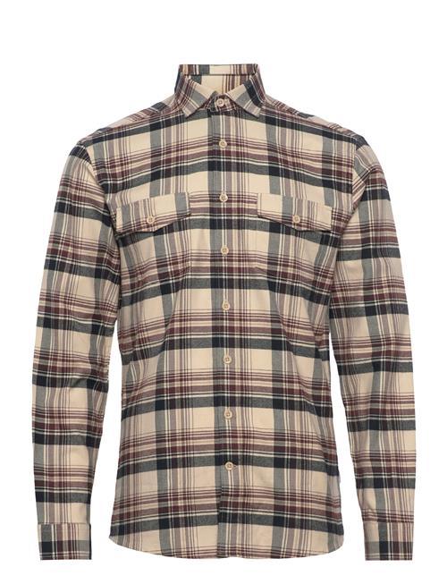 Checked Brushed Shirt L/S Lindbergh Beige