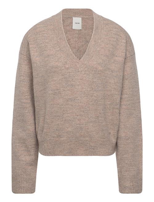 Se Calvin Klein Soft Heather V-Neck Sweater Calvin Klein Beige ved Booztlet