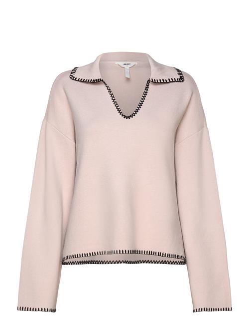 Se Object Objreynard Ls V-Neck Stich Pullover Div Object Pink ved Booztlet