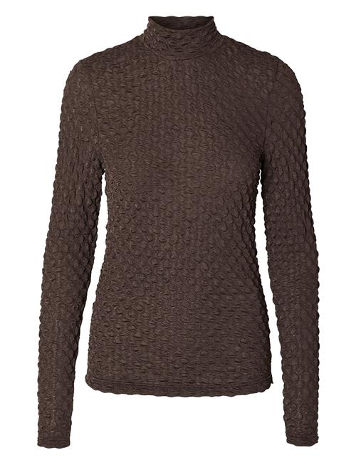 Selected Femme Slftimmi Ls High Neck Structure Top Selected Femme Brown