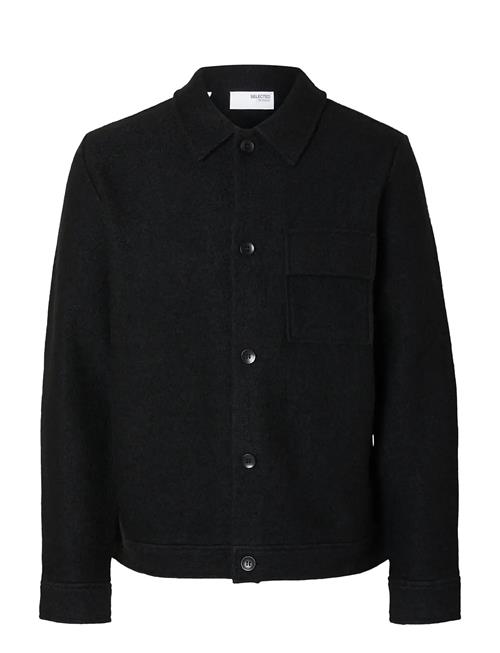 Slhnealy Ls Knit Shirt Jacket Noos Selected Black
