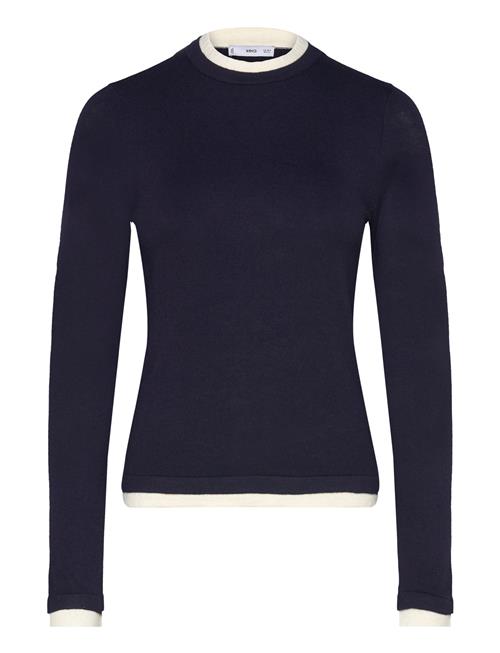 Se Mango Fine-Knit Sweater With Contrasting Trims Mango Navy ved Booztlet