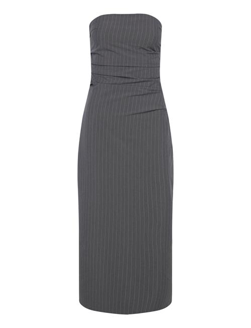 Mango Strapless Pinstripe Dress Mango Grey