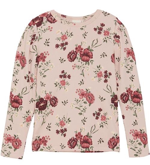 Se Minymo Bluse - Rib - Sepia Rose m. Blomster ved KidsWorld