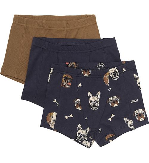 Minymo Minymo Boxershorts - 3-pak - Brun/Parisian Night m. Hunde