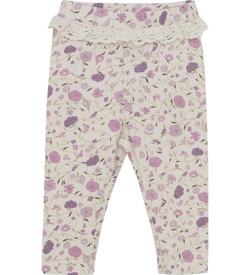 Minymo Minymo Leggins - Eggnog/Rosa m. Blomster