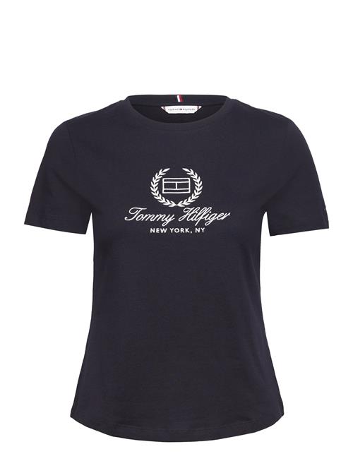 Tommy Hilfiger Slim Flag Script Tee Ss Tommy Hilfiger Blue