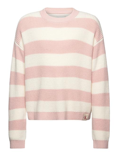 Se Calvin Klein Ck Stripe Sweater Calvin Klein Pink ved Booztlet