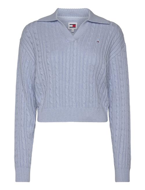 Se Tommy Jeans Tjw Cable Rugby Sweater Tommy Jeans Blue ved Booztlet