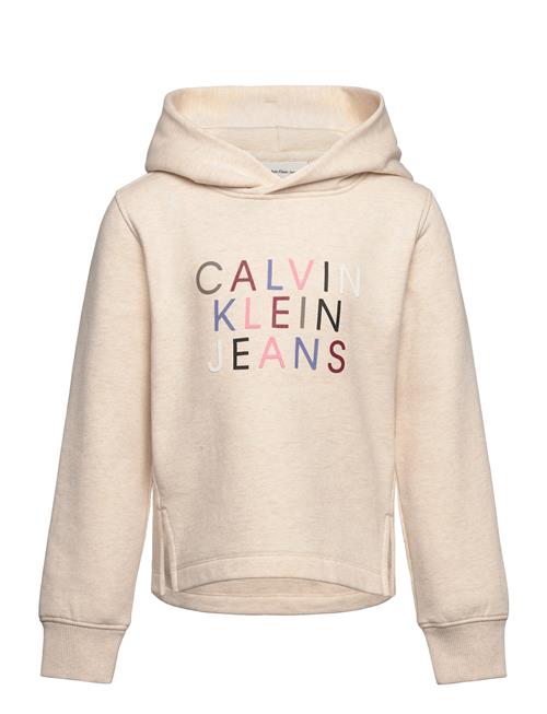 Se Calvin Klein Colour Logo Fleece Hoodie Calvin Klein Cream ved Booztlet