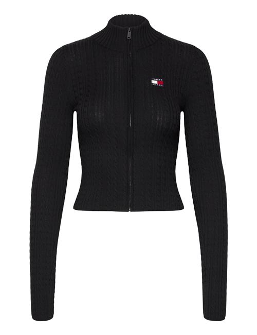 Se Tommy Jeans Tjw Zip-Thru Cable Cardigan Tommy Jeans Black ved Booztlet