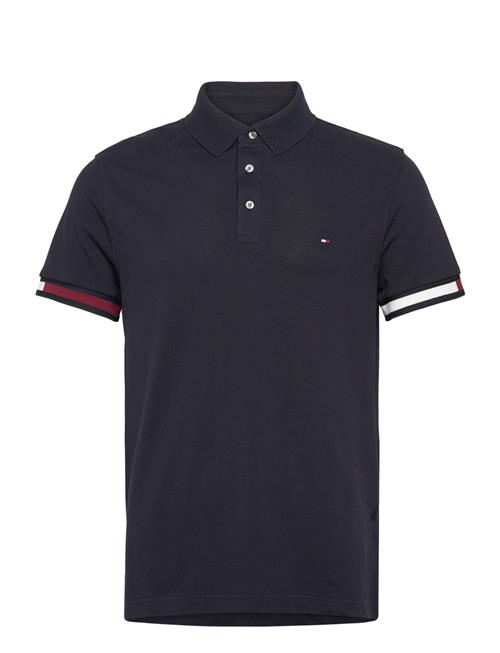 Se Tommy Hilfiger Flag Cuff Slim Fit Polo Tommy Hilfiger Navy ved Booztlet