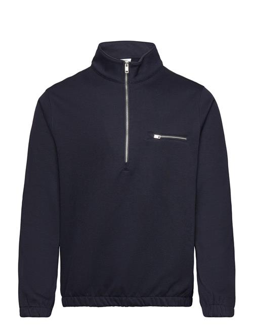 Se Mango Cotton Sweatshirt With Zip Neck Mango Navy ved Booztlet