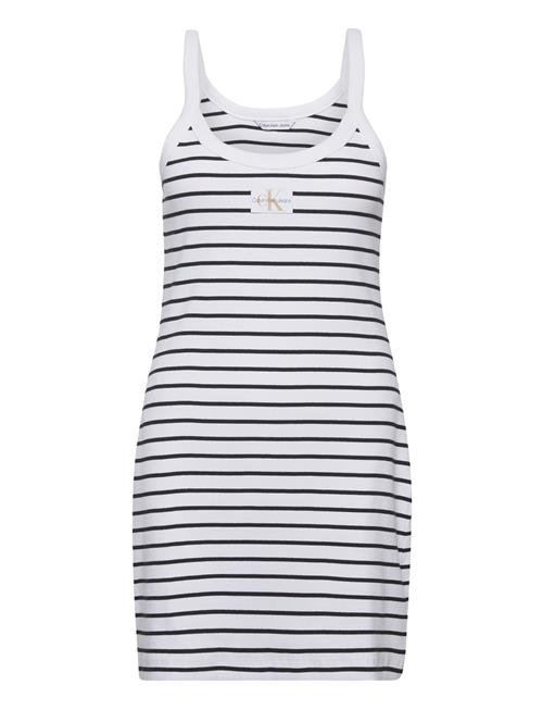 Calvin Klein Jeans Woven Label Rib Tank Dress Calvin Klein Jeans White