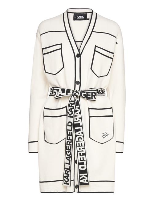 Karl Lagerfeld Branded Belted Cardigan Karl Lagerfeld White