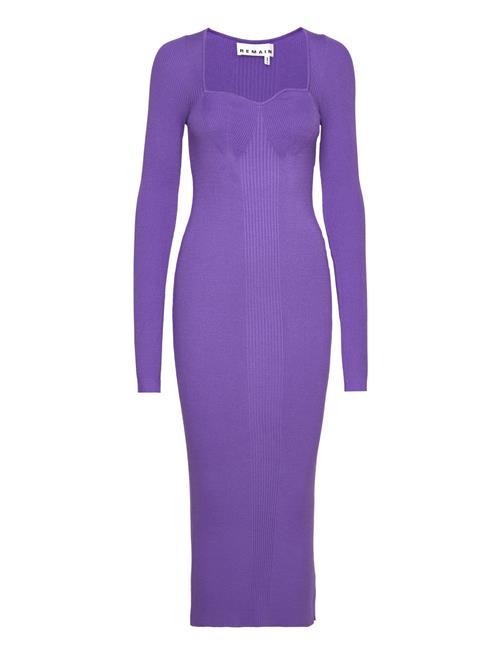 REMAIN Birger Christensen Dense Knit Curved Neck Dress REMAIN Birger Christensen Purple