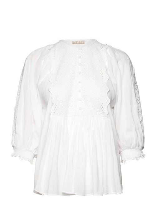 by Ti Mo Cotton Slub Embroidery Blouse By Ti Mo White