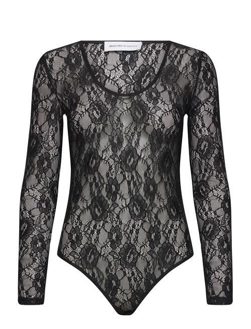 Se Selected Femme Slfaria Ls Lace Body Selected Femme Black ved Booztlet