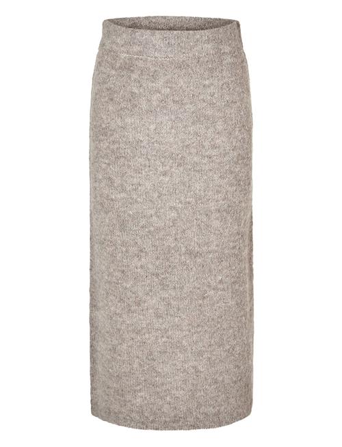 Slfgabella Hw Midi Knit Skirt Selected Grey