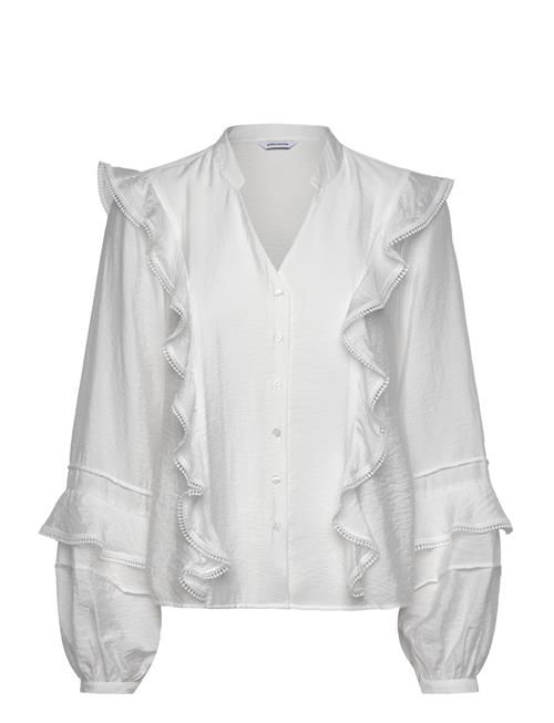 Se Bubbleroom Margaret V-Neck Frill Blouse Bubbleroom White ved Booztlet