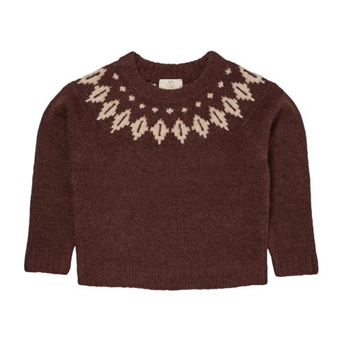 Copenhagen Colors Strikket sweater i Dark Brown og Cream | Brun | 86 cm