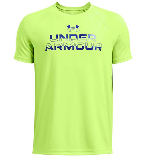 Se Under Armour T-Shirt - Tech Split Wordmark - Morph Green ved KidsWorld