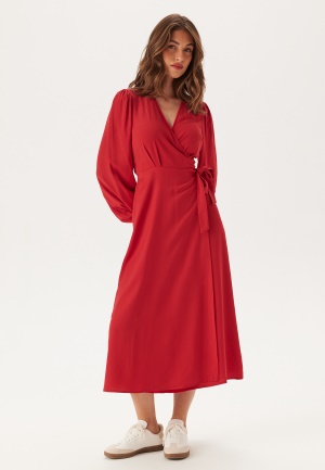 Se BUBBLEROOM Wrap Dress Dark red 34 ved Bubbleroom