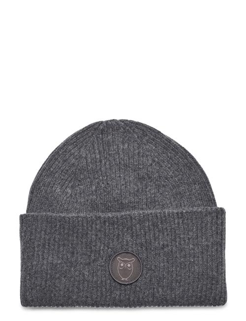 Se Knowledge Cotton Apparel Big Rib Beanie - Rws Knowledge Cotton Apparel Grey ved Booztlet