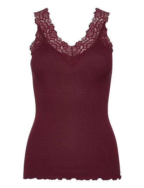 Se Rosemunde Organic Top W/ Lace Rosemunde Burgundy ved Booztlet