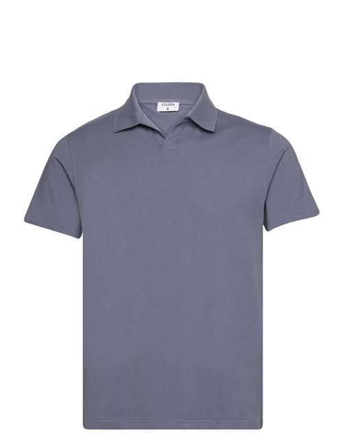 Se Filippa K Stretch Cotton Polo T-Shirt Filippa K Blue ved Booztlet