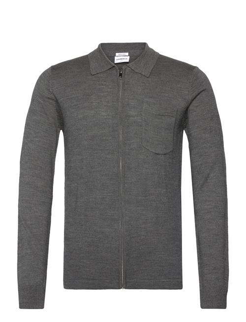 Se Lindbergh Merino Polo Collar Zip Cardigan Lindbergh Grey ved Booztlet