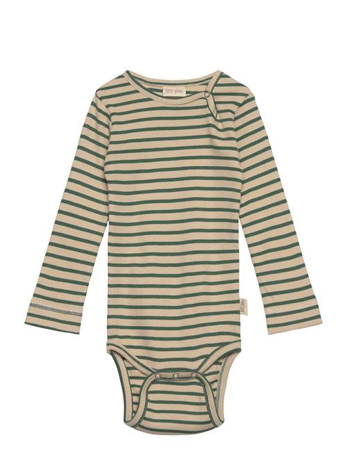 Se Petit Piao Body L/S Modal Striped Petit Piao Green ved Booztlet