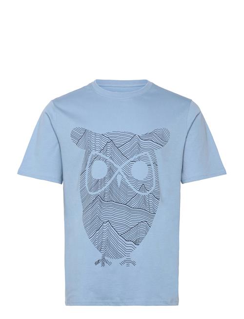 Se Knowledge Cotton Apparel Regular Fit Mountain T-Shirt - Rege Knowledge Cotton Apparel Blue ved Booztlet